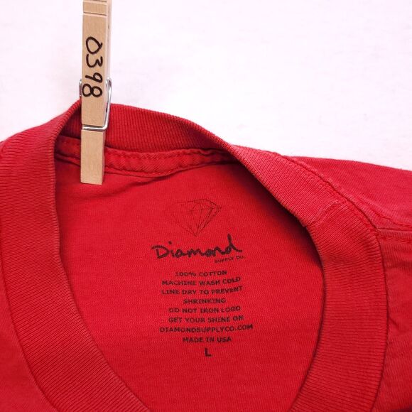 Diamond Casual Crew Neck Graphic Short Sleeve T-Shirt Mens Size L Red Black - Picture 4 of 10